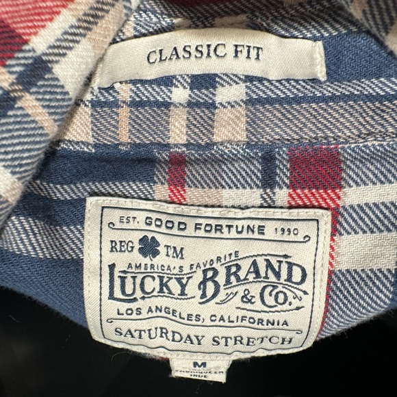 Vintage Lucky Brand Plaid Pearl Snap Weatern Long Sleeve Flannel Size M - Picture 6 of 6